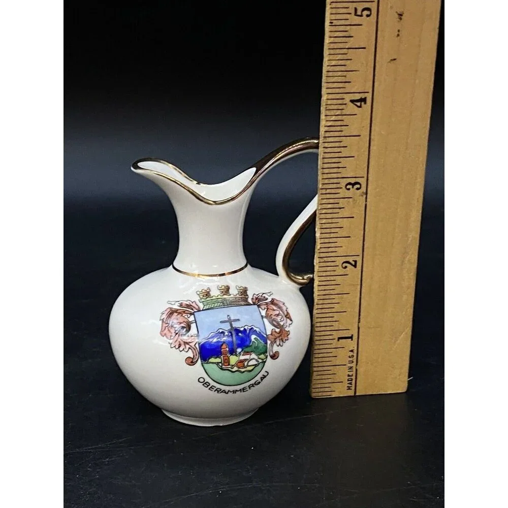 Kunst Palette Cross Oberammagau Gold Edges Creamer 3.5” Pitcher Germany